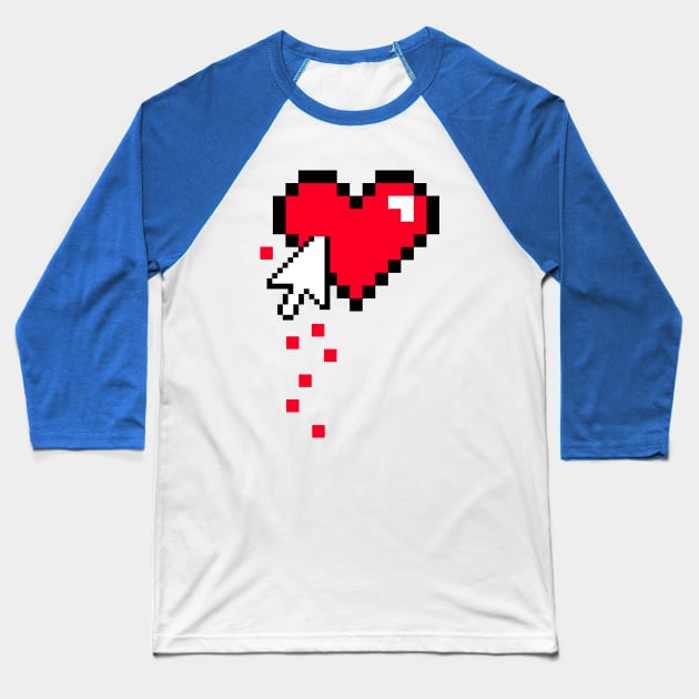 Wounded Pixel Heart Baseball T-Shirt by Dellan